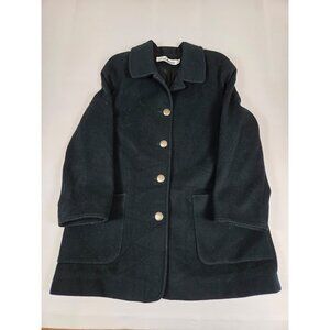 Alfred Dunner Women 10P Black Wool Blend Button Up Vintage Coat Jacket
